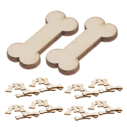 DIYEAH 100 Stück Hundeknochen dekoratives Holzstück Hochzeitsdekoration aus Holz Knochenförmige Holzausschnitte Holzverzierungsrohlinge unfertige Holzausschnitte Buchsbaum Khaki von DIYEAH