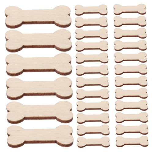 DIYEAH 100 Stück Knochen Dekorative Holzstücke Hunde Holzausschnitte Unbehandelte Holzspäne Unbehandeltes Holzhandwerk Dekorativer Ausschnitt Holzhandwerk von DIYEAH