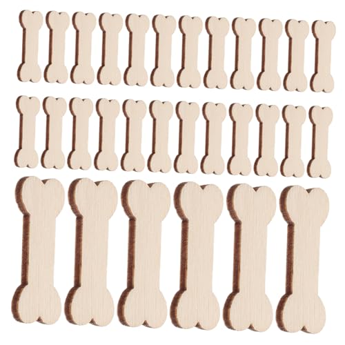 DIYEAH 100 Stück Knochen Dekorative Holzstücke Hundeknochen Hundemarke Basteln Holzperlen Ornamente Holzdekoration Kleine Bastelornamente Requisiten Unbehandelte Holzspäne DIY von DIYEAH