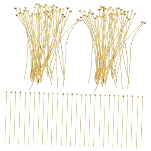 DIYEAH 100 Stück Kugelkopf pins Goldbeschichtet Beading Head Pins für DIY Schmuckherstellung Ohrringe Armbänder Basteln Zubehör von DIYEAH