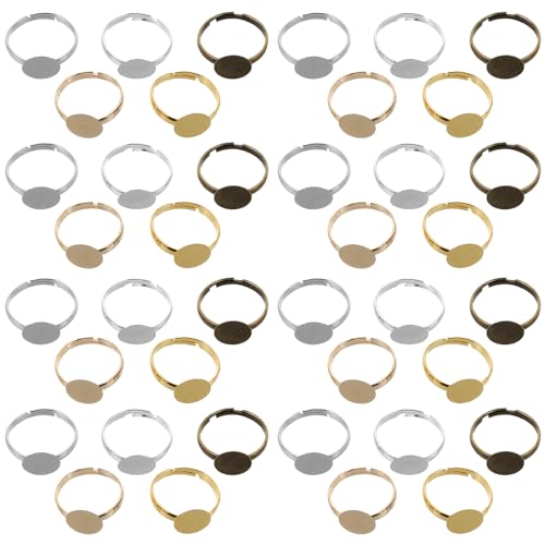 DIYEAH 100 Stück Metall Cabochon Lünette Tablett Verstellbare Ringbasis DIY Schmuck Blank Cabochon Pad Flache runde Fingerring Einstellungen Schmuckherstellung Zubehör DIYEAH 100 Stück Metall Cabochon Lünette Tablett Verstellbare Ringbasis DIY Schmuck Blank Cabochon Pad Flache runde Fingerring Einstellungen Schmuckherstellung Zubehör von DIYEAH