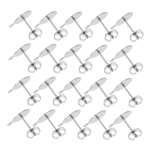DIYEAH 100 Stück Ohrringverschlüsse Und -stifte, Flache, Runde Ohrstecker-beschläge Aus Edelstahl, Sichere Und Bequeme Ohrringverschlüsse Für Damen, Mode-accessoires von DIYEAH