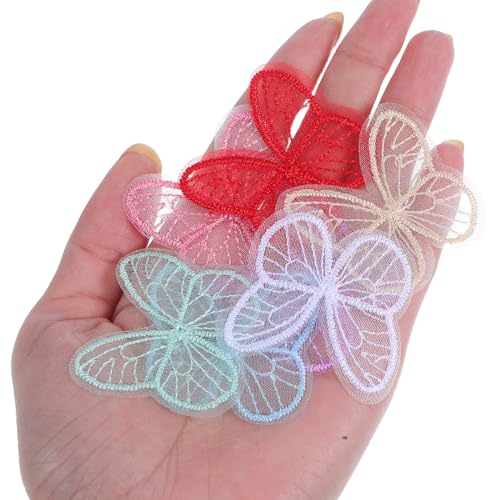 DIYEAH 100 Stück Schmetterling Spitzen Applikationen Bestickte Lace Patches zum Aufnähen Vielseitige DIY Kleidungsdekoration für Hochzeitskleider Jacken Hemden Taschen von DIYEAH