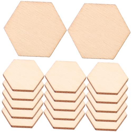 DIYEAH 100 Stück Sechseckige Unlackierte Holzstücke für Diy Handwerk Naturbelassene Holzscheiben Verzierungen für Bastelprojekte Malen Untersetzer Heimdekoration von DIYEAH