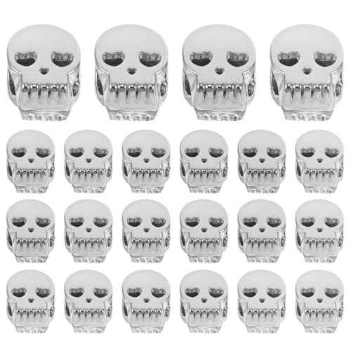 DIYEAH 100 Stück Skelettkopf-Charms, Totenkopf-Perlen, lose Abstandsperlen für Herren-Armbänder, DIY-Ohrringe, Halsketten und Halloween-Dekoration für Zuhause und Partys, Silber von DIYEAH