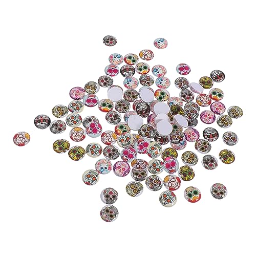 DIYEAH 100 Stück Skull Cabochons Halloween Schmucksteine Diy Bastelperlen für Halsketten Ohrringe Armbänder Schmuckherstellung von DIYEAH