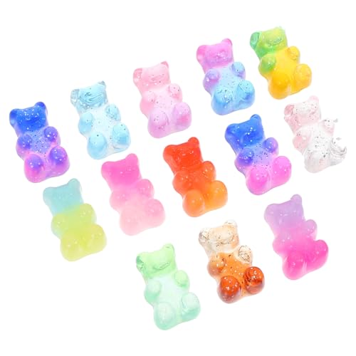 DIYEAH 100 Stück Teiliges Bunter Resin Charms in Bärenform Kreative DIY Bastelornamente für Handyhüllen Transparente Zweifarbige Glitzer akzente Süße Schmuck Bastelaccessoires von DIYEAH