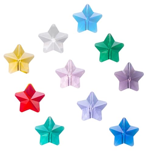 DIYEAH 100 Stück Teiliges Stern förmige Kristallglasperlen Bunte Schmuck Bastelperlen für DIY Halsketten Armbänder Anhänger Zubehör in Farben von DIYEAH
