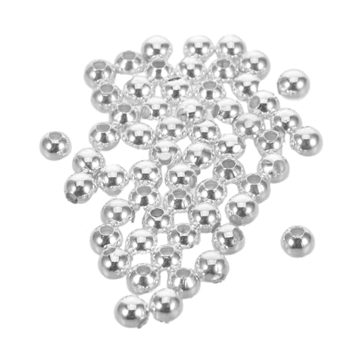 DIYEAH 100 Stück glatte runde Abstandsperlen, Mini-Silber-Metall, lose Kugeln, Perlen mit Loch für Armband, Halskette, DIY, Basteln, Kette, Schmuckherstellung DIYEAH 100 Stück glatte runde Abstandsperlen, Mini-Silber-Metall, lose Kugeln, Perlen mit Loch für Armband, Halskette, DIY, Basteln, Kette, Schmuckherstellung von DIYEAH