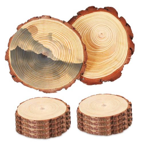 DIYEAH 10Stücke Unbehandelte DIY Holzdiscs für Kreative Projekte Rustikale Wohnkultur und Hochzeitsdekoration von DIYEAH