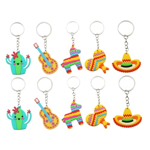 DIYEAH 10pcs Mexikanischer Stil Schlüsselanhänger Key Ring Party Bevorzugt Rucksackdekorationen Kreative Schlüsselanhänger Bag Accessoires Festival Keyring von DIYEAH