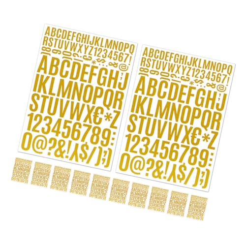 DIYEAH 12 Blatt Selbstklebende Aufkleber Goldene Buchstaben und Zahlen Wasserdichte Diy Dekorationsaufkleber für Briefkasten und Mehr Vielseitige Anwendung für Glatte Oberflächen von DIYEAH