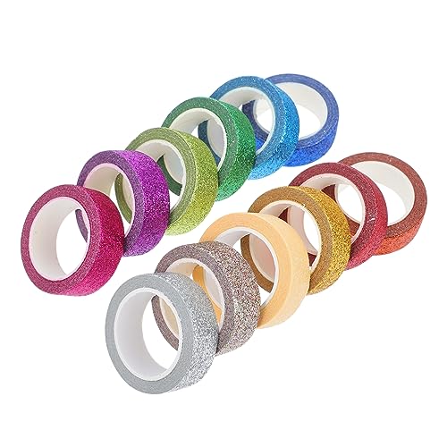 DIYEAH 12 Rollen Bunte Glitzer Washi Tape Diy Dekoratives Klebeband für Bastelprojekte Journals Scrapbooking und Kreative Gestaltung für Erwachsene von DIYEAH