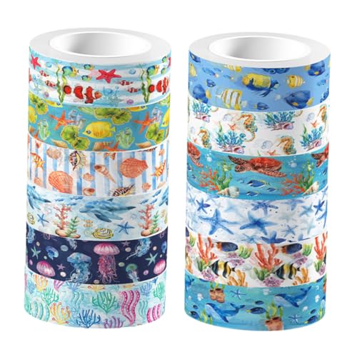 DIYEAH 12 Rollen Ocean Themed Washi Tape Set Transparentes Klebeband mit Starkem Haftkleber für Scrapbooking Bullet Journaling und Bastelzubehör Vielseitig Einsetzbar für Erwachsene DIYEAH 12 Rollen Ocean Themed Washi Tape Set Transparentes Klebeband mit Starkem Haftkleber für Scrapbooking Bullet Journaling und Bastelzubehör Vielseitig Einsetzbar für Erwachsene von DIYEAH