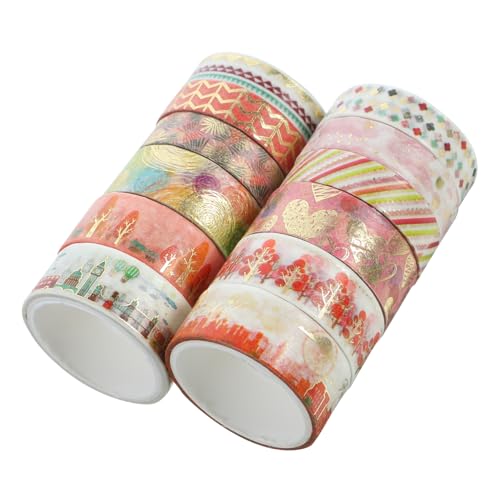 DIYEAH 12 Rollen Washi Tape Dekorative Klebebänder für Scrapbooking Diy Geschenkverpackung und Mehr Selbstklebendes Leicht Abreißbares Material für Projekte von DIYEAH