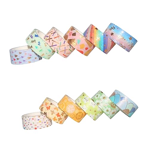 DIYEAH 12 Rollen Washi Tape Goldfolie Dekorative Klebebänder für Diy Handwerk Scrapbooking und Journaling Vielseitige Designs Leicht zu Schneiden und Abnehmbar für Kreative Projekte von DIYEAH