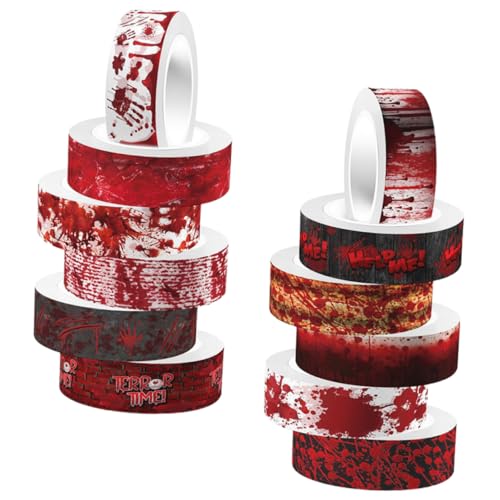 DIYEAH 12 Rollen Washi Tape für Halloween Blutige Hand Dekoration Diy Scrapbooking Klebeband für Kreative Projekte Vielseitig Einsetzbar für Bastelarbeiten und von DIYEAH
