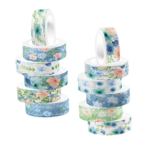 DIYEAH 12 Rollen Washi Tape mit Vintage Aquarell Dekoratives Klebeband für Diy Scrapbooking Journal und Handwerk Einfach zu Verwenden Rückstandsfrei Ablösbar von DIYEAH