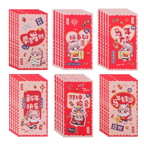 DIYEAH 12 Stück 2026 rote Umschläge: Chinesisches Neujahr des Pferdes, Cartoon-Muster, Glücksgeldtasche mit Wünschen und Segensworten für das Frühlingsfest Hongbao DIYEAH 12 Stück 2026 rote Umschläge: Chinesisches Neujahr des Pferdes, Cartoon-Muster, Glücksgeldtasche mit Wünschen und Segensworten für das Frühlingsfest Hongbao von DIYEAH