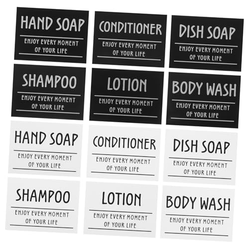 DIYEAH 12 Stück Badetiketten für Seifenspender Wasserdichte Aufkleber für Shampoo und Conditioner Selbstklebende Etiketten für Badezimmerorganisation Langlebig und Rückstandsfrei von DIYEAH