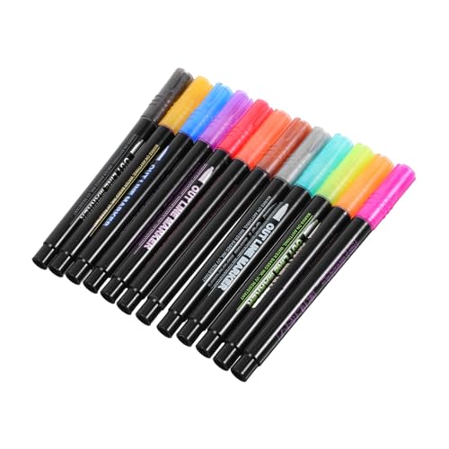 DIYEAH 12 Stück Glitzer Marker Stifte Metallic Shimmer Marker mit Feiner Spitze für Kreative Bastelprojekte Karten und Zeichnungen Wasserbasierte für Erwachsene von DIYEAH