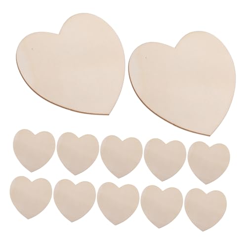 DIYEAH 12 Stück Herzförmige Holzscheiben Unvollendete DIY Bastelmaterialien für Kreative Projekte für Valentinstag Dekoration und Große Holzherzen von DIYEAH