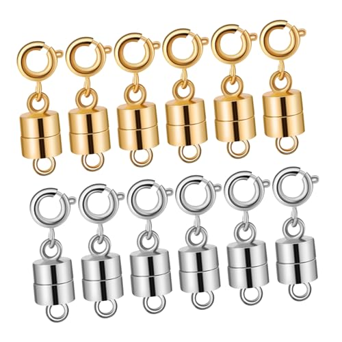 DIYEAH 12 Stück Magnetverschluss für Schmuck Teiliges Zylindrischen Magnetverschlüssen Goldene Weiße für Diy und Schmuckherstellung Robust und Elegant von DIYEAH