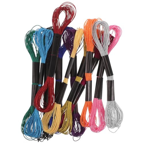 DIYEAH 12 Stück Metallic-Stickgarn: 8 m Polyester-Stickgarn, Glitzerfaden für Freundschaftsarmbänder, DIY-Handarbeiten, Basteln, mehrfarbig von DIYEAH