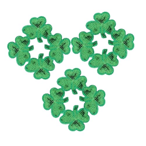 DIYEAH 12 Stück Shamrock Bügelbilder für Kleidung Filigrane Kleeblatt Aufnäher Leichte DIY Reparatur Patches zum Aufbügeln für Jacken Pullover Taschen und Textilien von DIYEAH