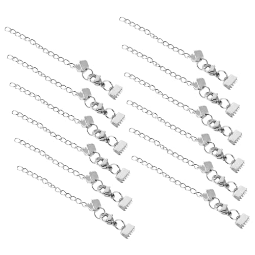 DIYEAH 12 Stück Teiliges Edelstahl Schmuck Klemmenden für DIY Armbänder und Halsketten Silberfarbene Quetschperlen mit Robustem Karabinerverschluss und Verstellbarem DIYEAH 12 Stück Teiliges Edelstahl Schmuck Klemmenden für DIY Armbänder und Halsketten Silberfarbene Quetschperlen mit Robustem Karabinerverschluss und Verstellbarem von DIYEAH