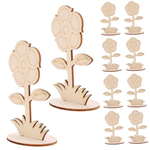 DIYEAH 12 Stück Teiliges Holzblumen bastelset zum Bemalen Leichte Glatte Blumen deko aus Robustem Holz DIY Handwerksprojekt für Frühling Hochzeit Geburtstag Kreative Raum Bürodekoration von DIYEAH