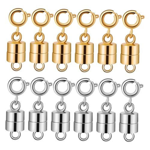 DIYEAH 12 Stück Teiliges Magnetische Verschlüsse für Schmuck Zylindrische Magnetverschlüsse in Gold und Weiß für Diy und Schmuckherstellung Elegantes Design und Vielseitige Verwendung von DIYEAH