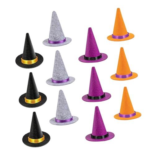DIYEAH 12 Stück Teiliges Mini Hexenhut Filz Mini Halloween Hüte in Schwarz Lila und Orange Miniatur Hexenhüte für DIY Bastelprojekte Puppenaccessoires und Partydekorationen DIYEAH 12 Stück Teiliges Mini Hexenhut Filz Mini Halloween Hüte in Schwarz Lila und Orange Miniatur Hexenhüte für DIY Bastelprojekte Puppenaccessoires und Partydekorationen von DIYEAH