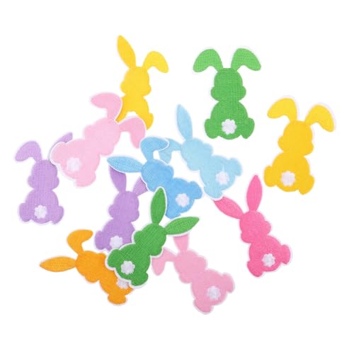 DIYEAH 12 Stück Teiliges Osterhase Aufnäher zum Aufbügeln Bestickte Patch Applikationen aus Langlebigem Polyester Dekorativ für Kleidung Taschen Party Alltagsgebrauch Modische DIY Flicken von DIYEAH