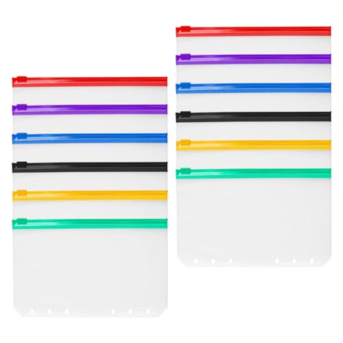 DIYEAH 12 Stück Teiliges PVC Reißverschluss für Dokumente Bunte Transparente Taschen für Büro Schule und Reisen Lochung für Organisatoren und Visitenkarten von DIYEAH