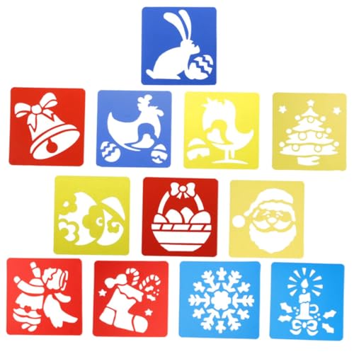 DIYEAH 12 Stück Teiliges Weihnachts-schablonen Wiederverwendbare DIY Malvorlagen für Kreative Bastelvorlagen zum Zeichnen und Dekorieren von Karten Scrapbooks von DIYEAH