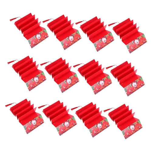 DIYEAH 12 Stück Teiliges Weihnachtsgeldgeschenk Fächern Robuster Roter Umschlaghalter mit Festlichen Motiven Kreativer Geld-organizer für Weihnachtsfeiern und Geschenkideen von DIYEAH