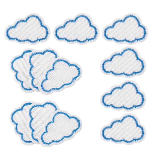 DIYEAH 12 Stück Teiliges Wolken Aufnäher Bügelbilder für Kleidung Jeans Taschen Niedliche Gestickte Wolken Patches für DIY Projekte Einfach Anzuwenden und Langlebig von DIYEAH