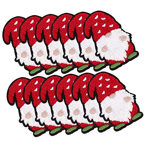 DIYEAH 12 Stück Weihnachtsaufnäher Polyester Stoffflicken mit Weihnachtsmotiv für Kleidung Hüte und Diy Handwerk Handgestickte Applikationen zum Aufbügeln und Verzieren von DIYEAH
