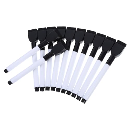DIYEAH 12 Stück Whiteboard-Stift Schüttgutstifte Whiteboard-Marker für die Schule Trocken abwischbare Stifte mit Radiergummi abwischbare Marker für Tafelmarker Plastik Schwarz von DIYEAH