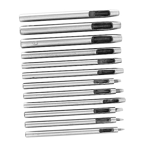 DIYEAH 12-teiliges Set Leder Locher Runder Locher Klein Ösenlochschneider Puncher Gürtel Aus Segeltuch Stanzen Cutter Tüllen-werkzeugsatz Silver Legierter Stahl von DIYEAH