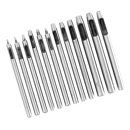 DIYEAH 12-teiliges Set Leder Locher Stanzen Ösenlochschneider Gürtel Aus Segeltuch Gürtellocher Gürtellochpuncher Klein Runder Locher Cutter Silver Legierter Stahl von DIYEAH