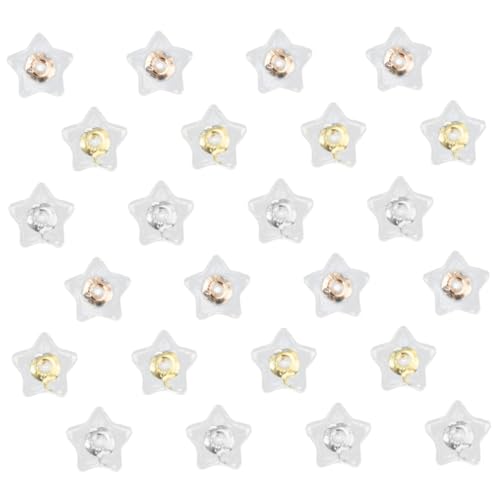 DIYEAH 120 Stck. Teiliges Silikon Ohrstecker Stopper in Gold Weißgold und Roségold Weiche Langebige Sternform Ohrstecker Verschlüsse für Schwere Ohrringe Sicherer Halt von DIYEAH