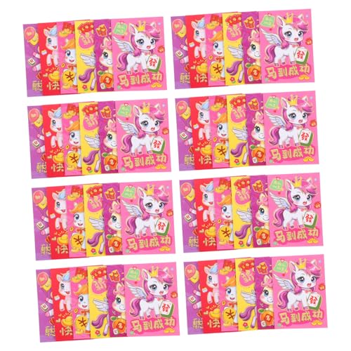 DIYEAH 120 Stück Rote Umschläge Jahr Des Pferdes Cartoon Pferd Design Rote Geldumschläge für Chinesisches Neujahr Frühlingsfest Geburtstag Hochzeit Lunar Year Lucky Money Pocket Bag von DIYEAH