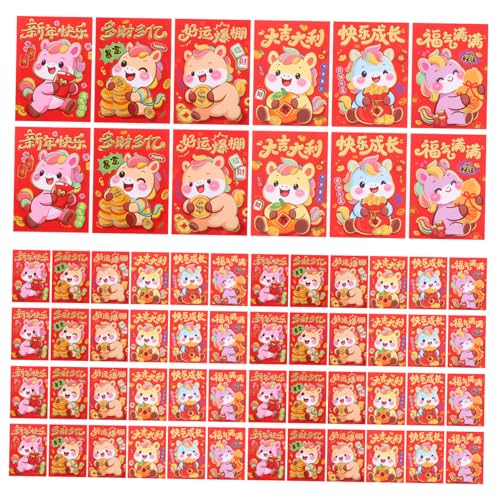 DIYEAH 120 Stück Rote Umschläge Jahr Des Pferdes Karikatur Frühlingfest Glücksgeldumschläge Geschenkpapier Stabile Papierqualität Lebhaftes Design für Frühlingsfest von DIYEAH