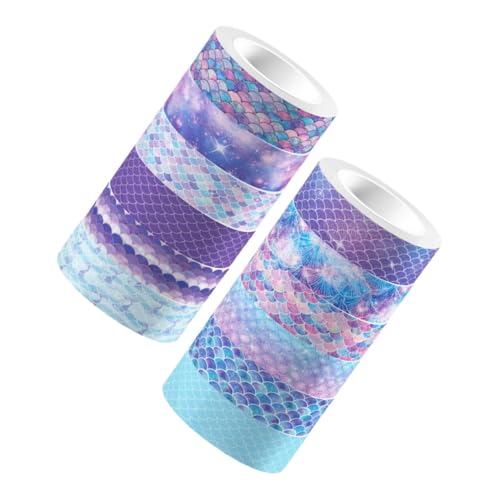 DIYEAH 12Rollen Meerjungfrauen Washi Tape Dekoratives Scrapbook Klebeband Leicht Abziehbar und Rückstandsfrei für DIY Projekte Geschenkverpackungen und Journals Vielseitig von DIYEAH