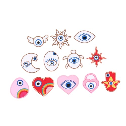 DIYEAH Patch 12st Schuh- Und Hutaufnäher Mit Stoffetiketten Evil Eye Strassapplikation Böse Augenklappe Geldbörse Rücksack Augenklappen Angewandt Kleideraufnäher Kleidungsflicken Selber Machen von DIYEAH
