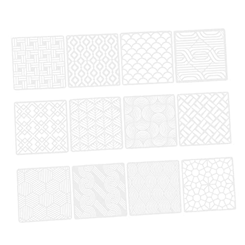 DIYEAH 12Stücke Geometrische Schablonen Wiederverwendbare DIY Malvorlagen Für Wand Und Möbelgestaltung Hochwertige Fliesenschneidemalervorlagen Für Erwachsene von DIYEAH