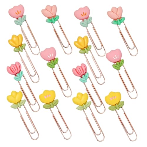 DIYEAH 14 Stück Blumenpapierclip Lesezeichen Büroklammern Für Sammelalben Papiermarkierungsklammern Lesezeichen Lesezeichen-clips Büroklammern Aus Draht Kleine Papierklammern Pvc von DIYEAH