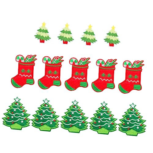 DIYEAH 14 Stück Weihnachtspatch Aufkleber für Kleidungsaufnäher Flicken für Bekleidung Baum Untersetzer Szene kindermode attraction Weihnachts-Stoffpatch kreativer Stoffaufnäher Stickerei von DIYEAH